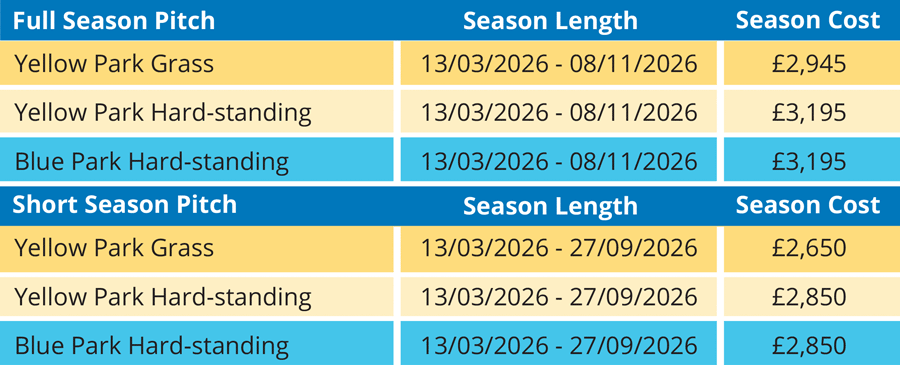 Cost of a Seasonal Touring Pitch at Home Farm Holiday Park 2026